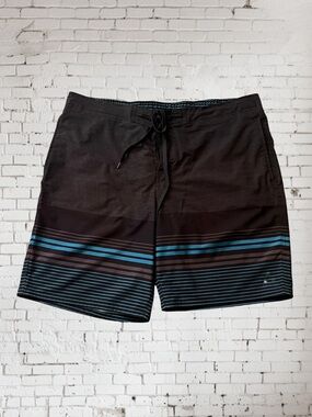 Gerry Men's Gray/Blue Stripe Swim Shorts Size XXL